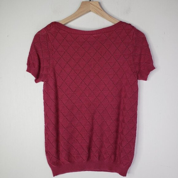 Modcloth Enhanced Experience Short Sleeve Textured Sweater S Mauve Top - Picture 4 of 8